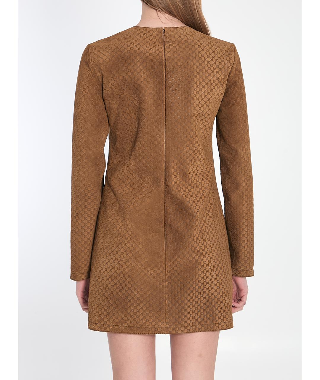 GUCCI Коричневое замшевое повседневное платье, фото 5