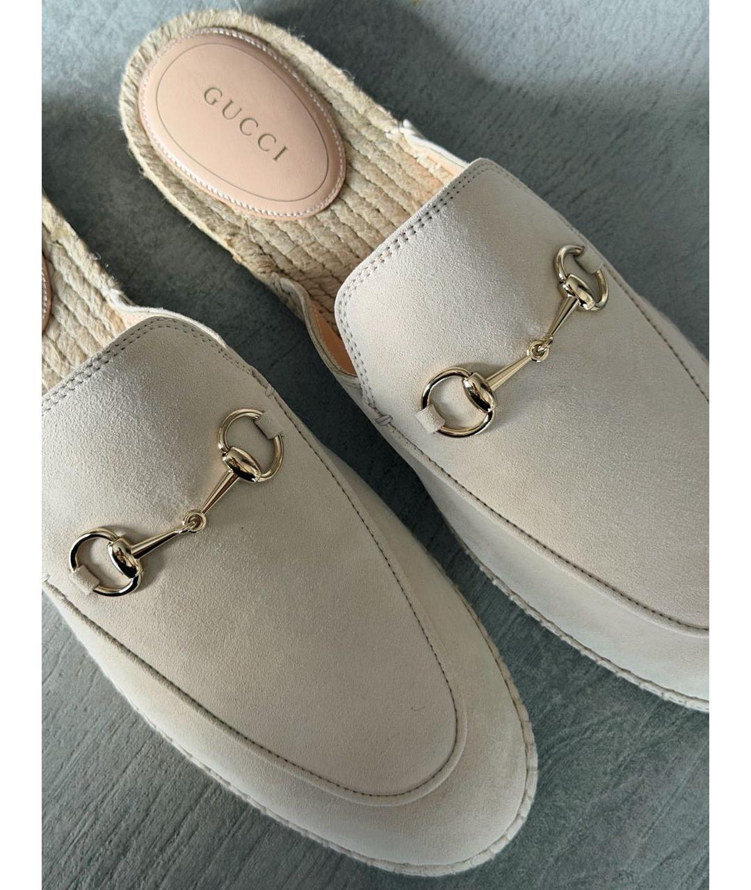 GUCCI Бежевые замшевые мюли, фото 3