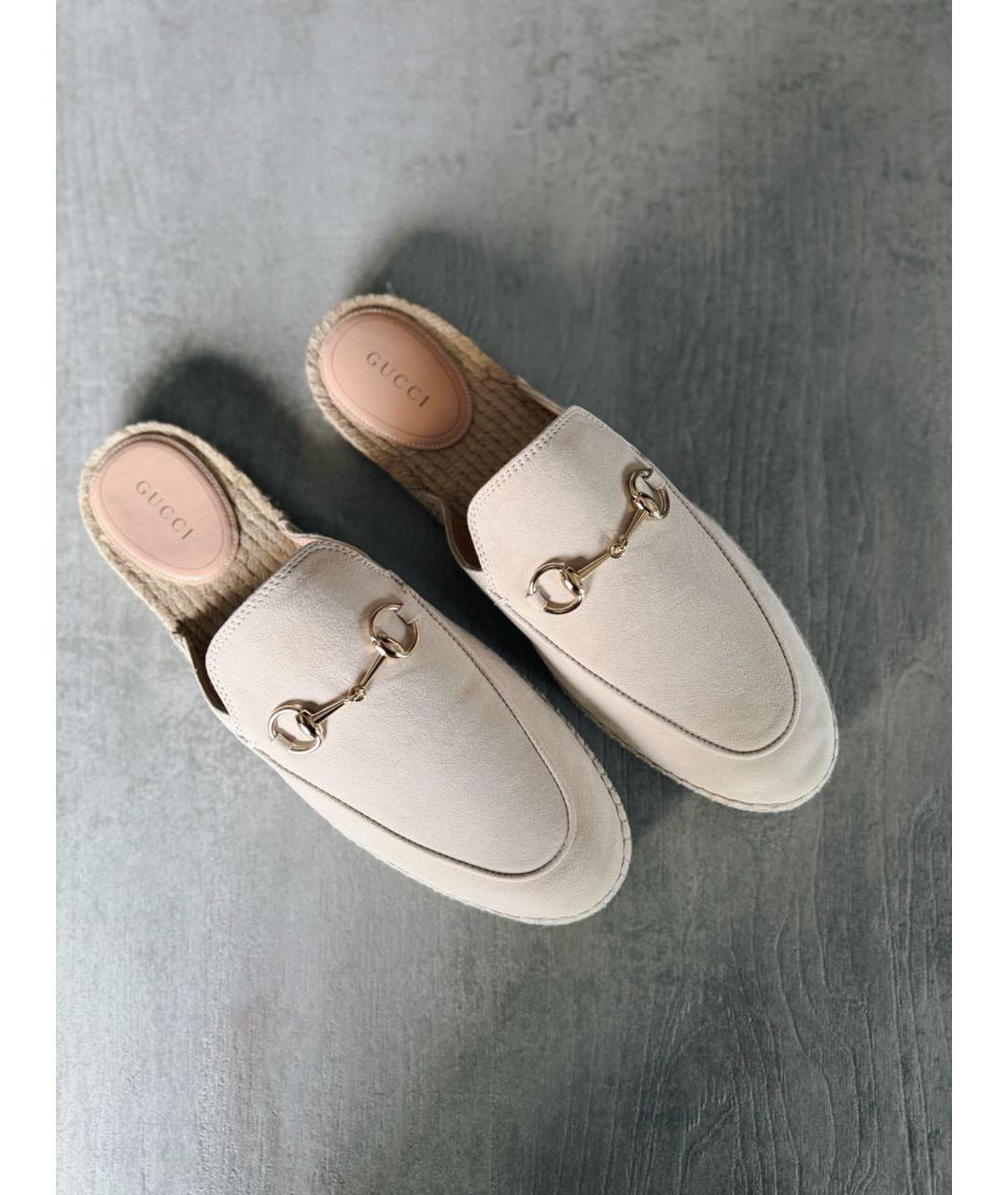 GUCCI Бежевые замшевые мюли, фото 2