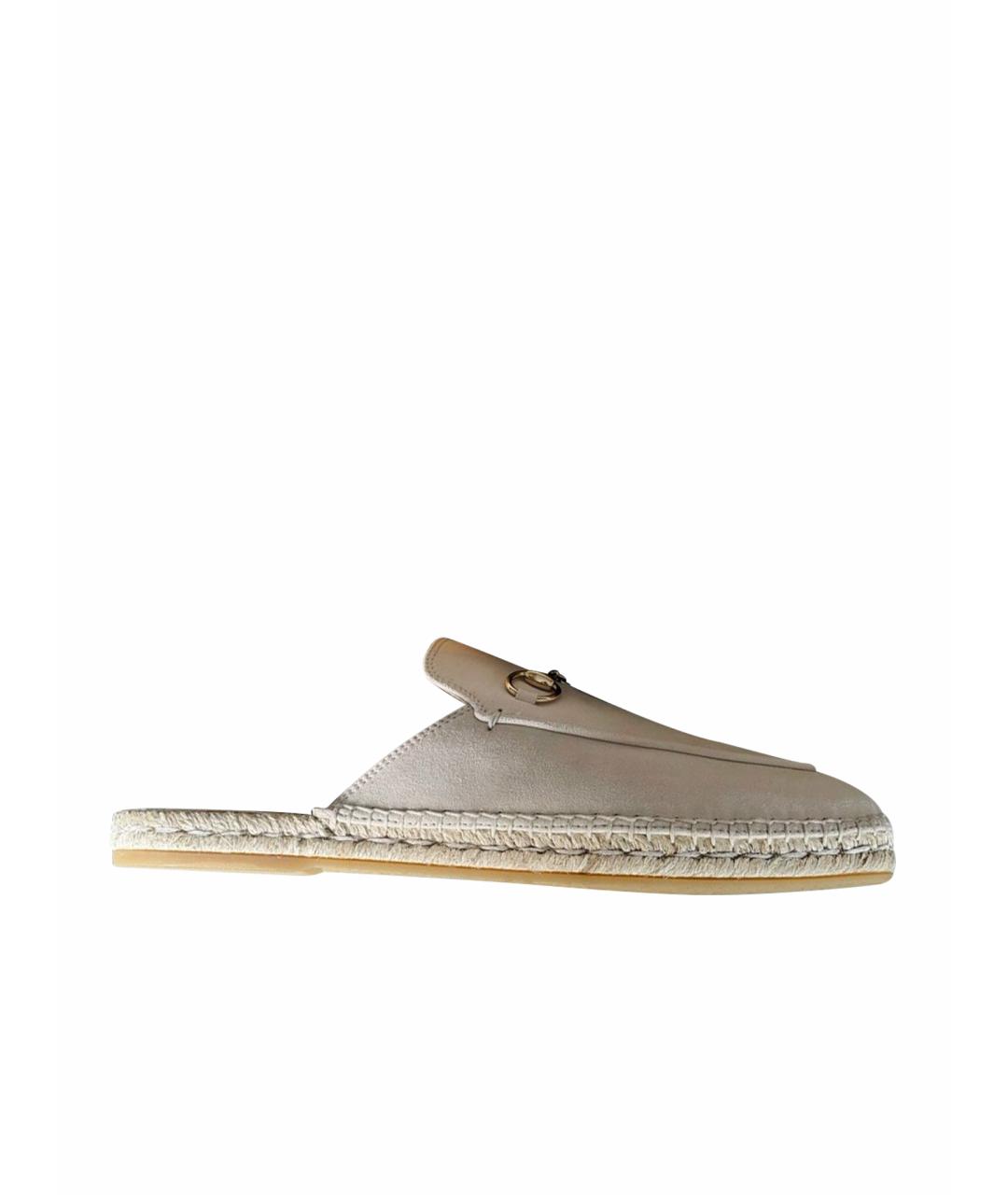 GUCCI Бежевые замшевые мюли, фото 1