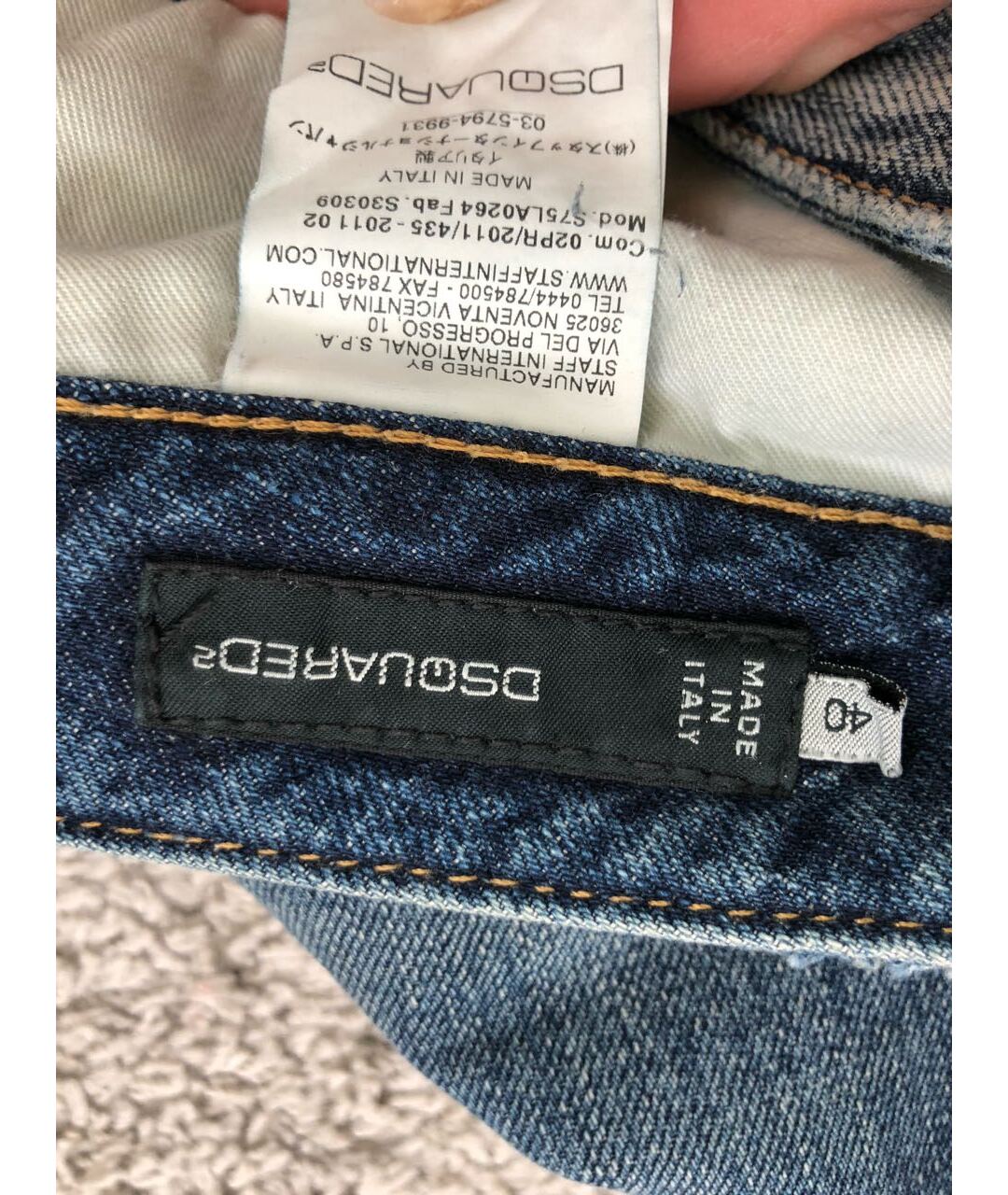 DSQUARED2 Темно-синие хлопковые джинсы слим, фото 5