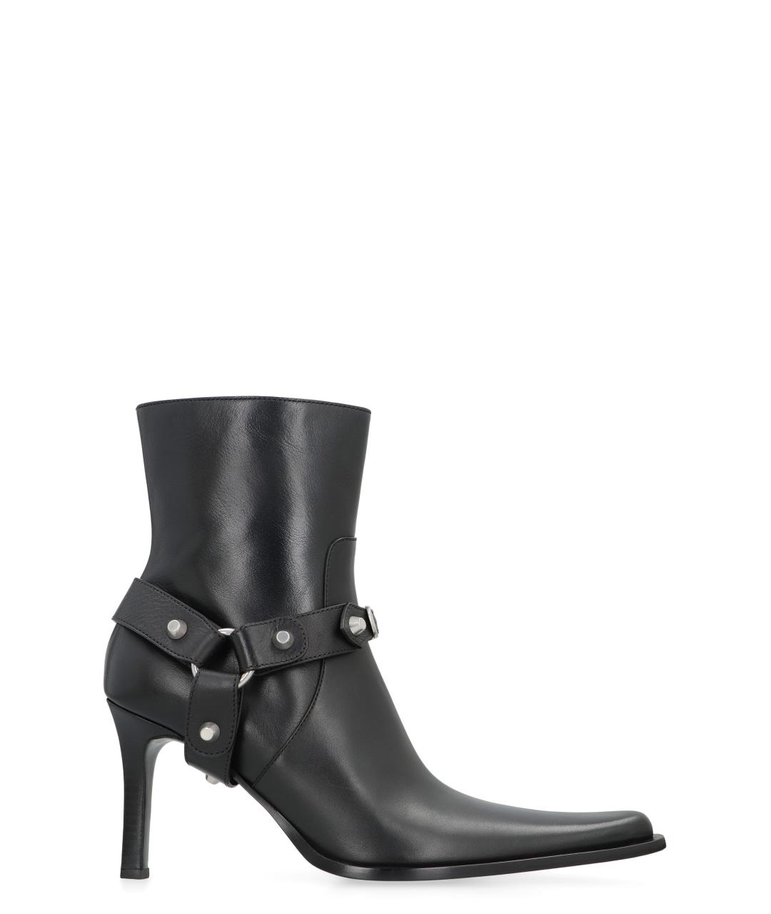 BALENCIAGA Черные кожаные ботильоны, фото 1