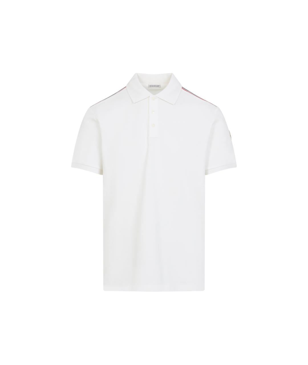 MONCLER Белое хлопковое поло с коротким рукавом, фото 5