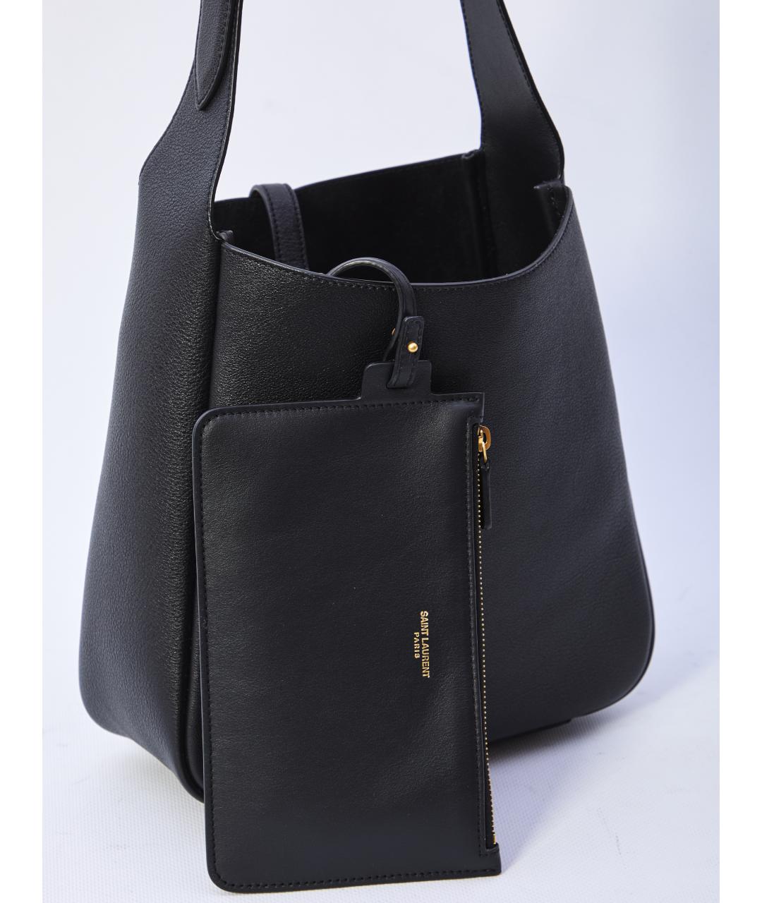 SAINT LAURENT Черная кожаная сумка через плечо, фото 2