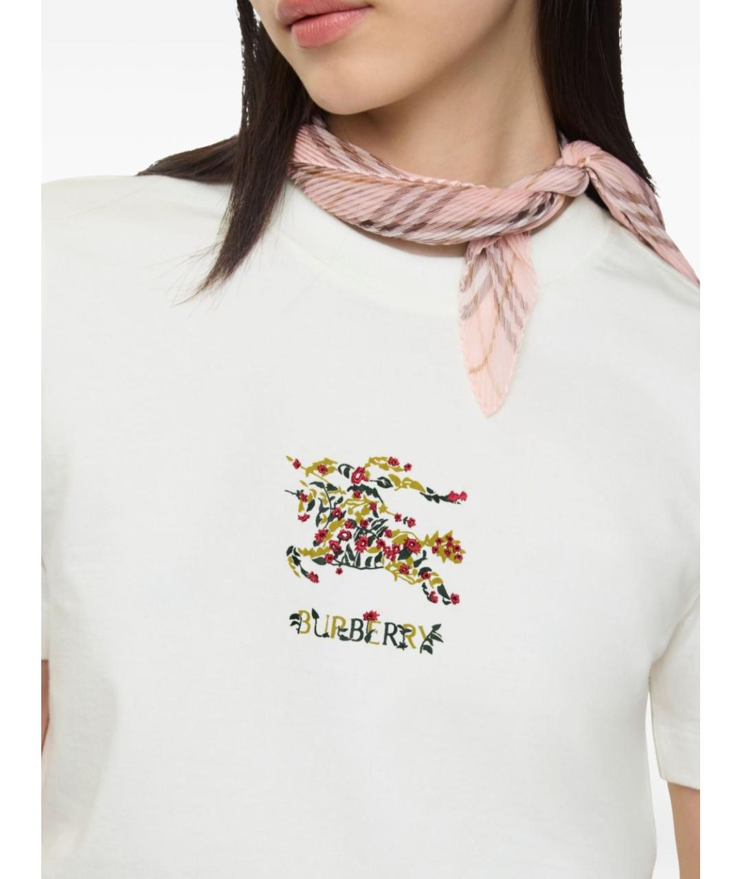 BURBERRY Белая хлопковая футболка, фото 3