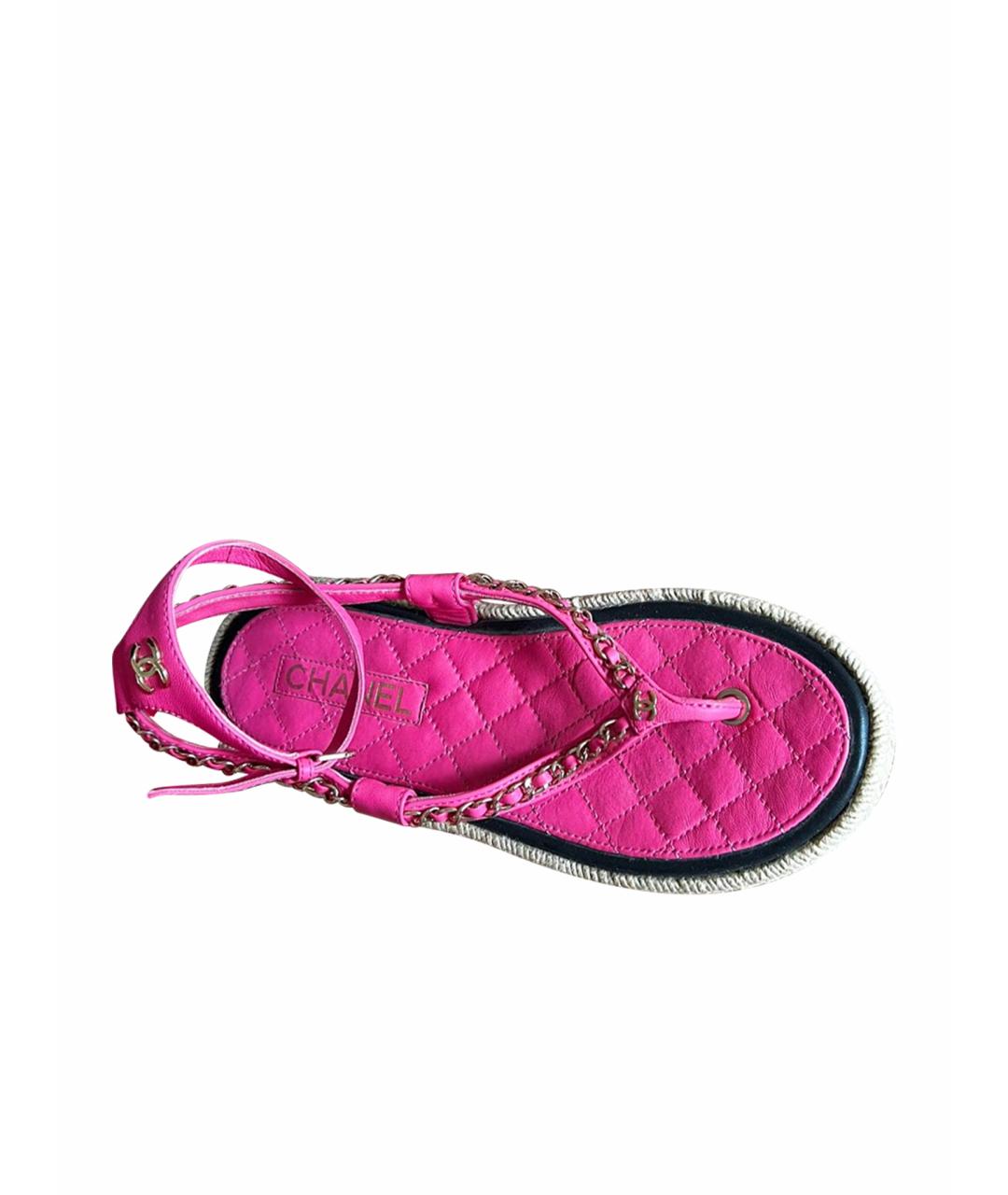 CHANEL Розовые кожаные сандалии, фото 9