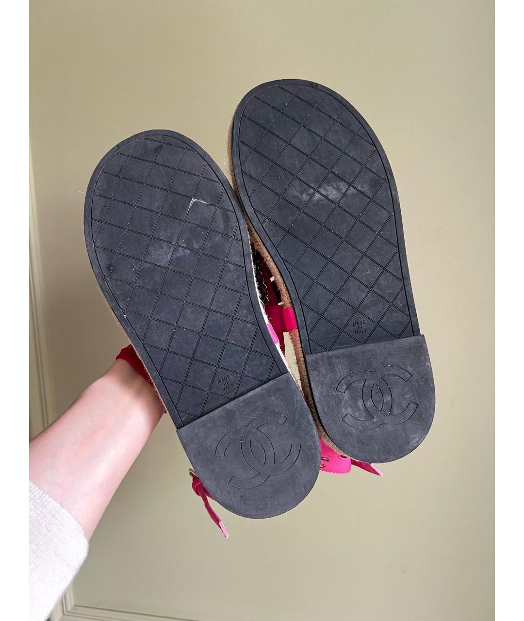 CHANEL Розовые кожаные сандалии, фото 6