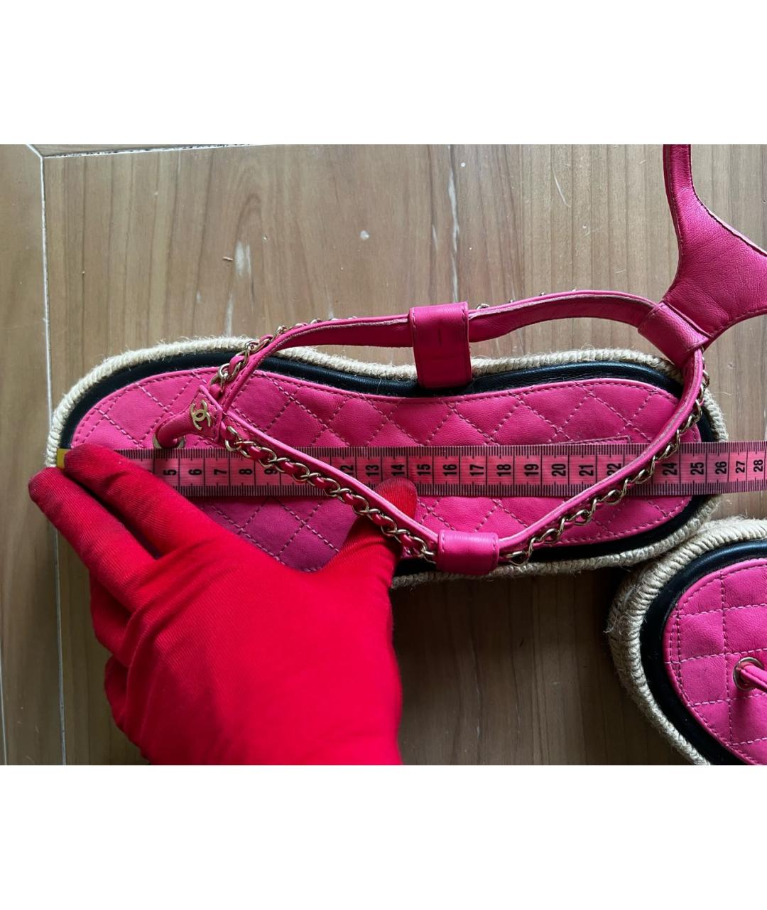 CHANEL Розовые кожаные сандалии, фото 8