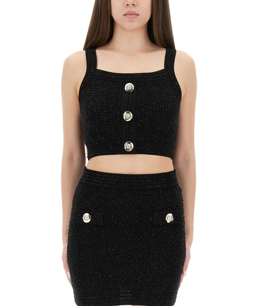 BALMAIN Черная вискозная майка, фото 1