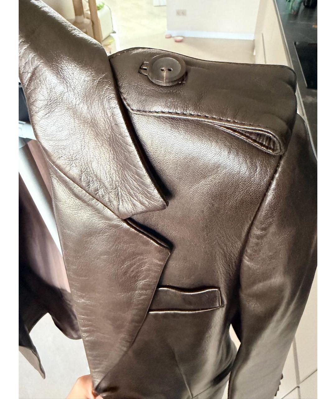 GUCCI Коричневый кожаный жакет/пиджак, фото 4