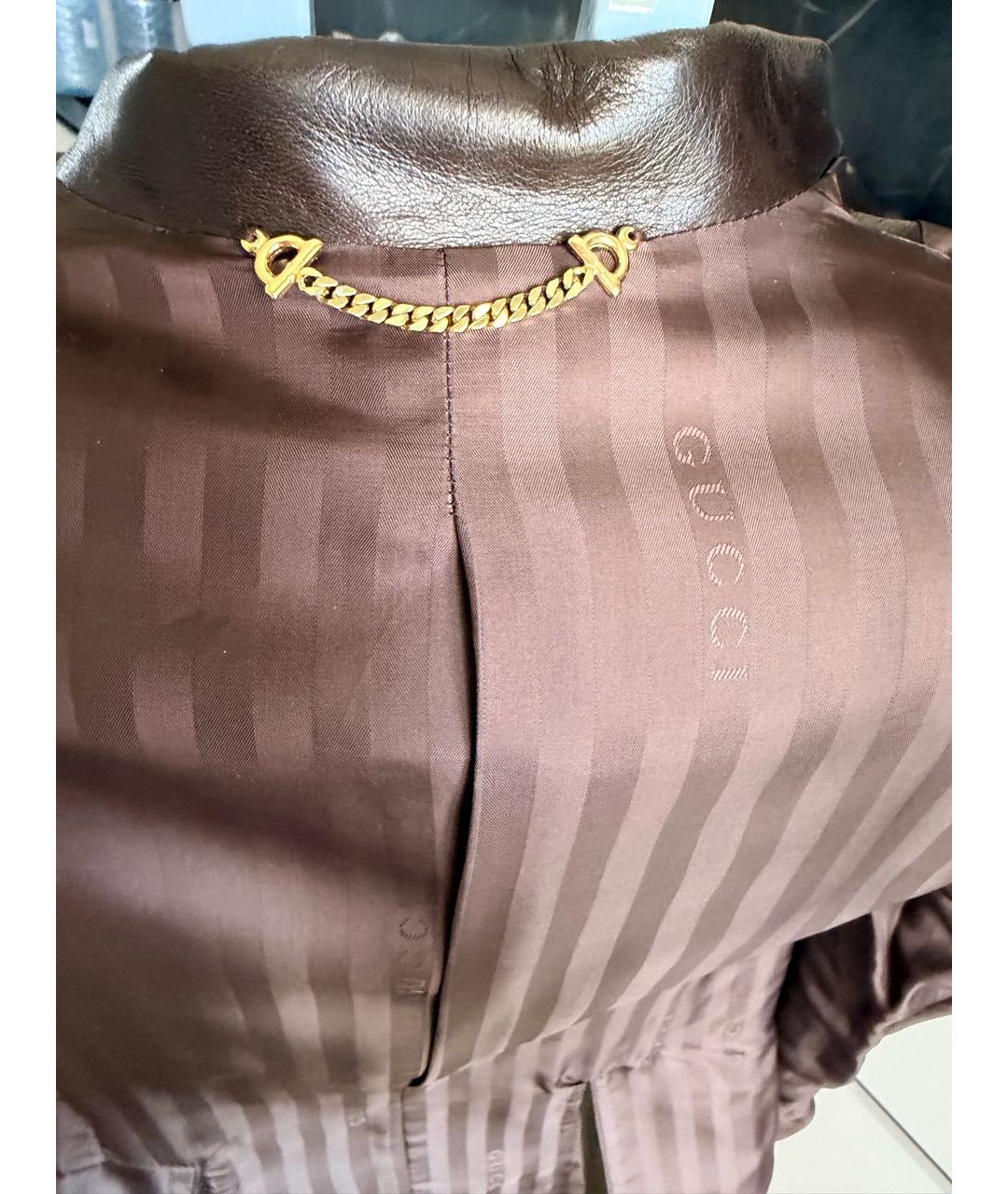 GUCCI Коричневый кожаный жакет/пиджак, фото 3