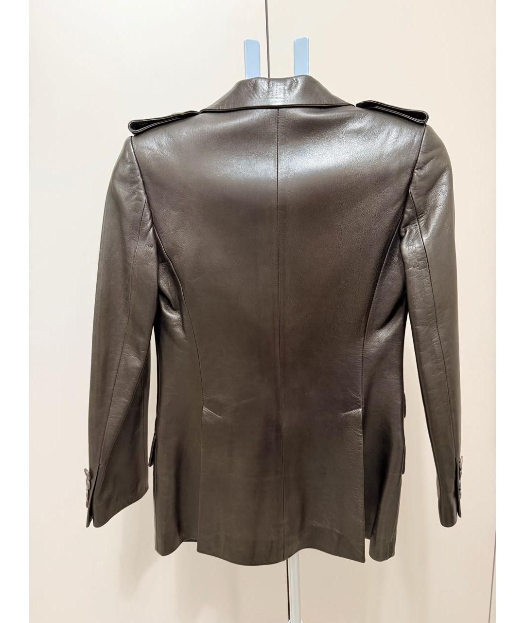 GUCCI Коричневый кожаный жакет/пиджак, фото 2