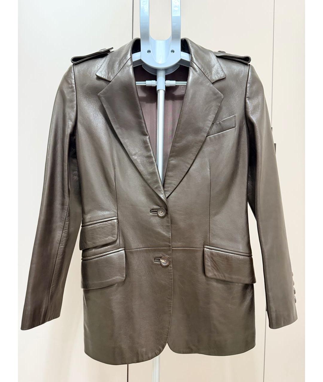 GUCCI Коричневый кожаный жакет/пиджак, фото 9