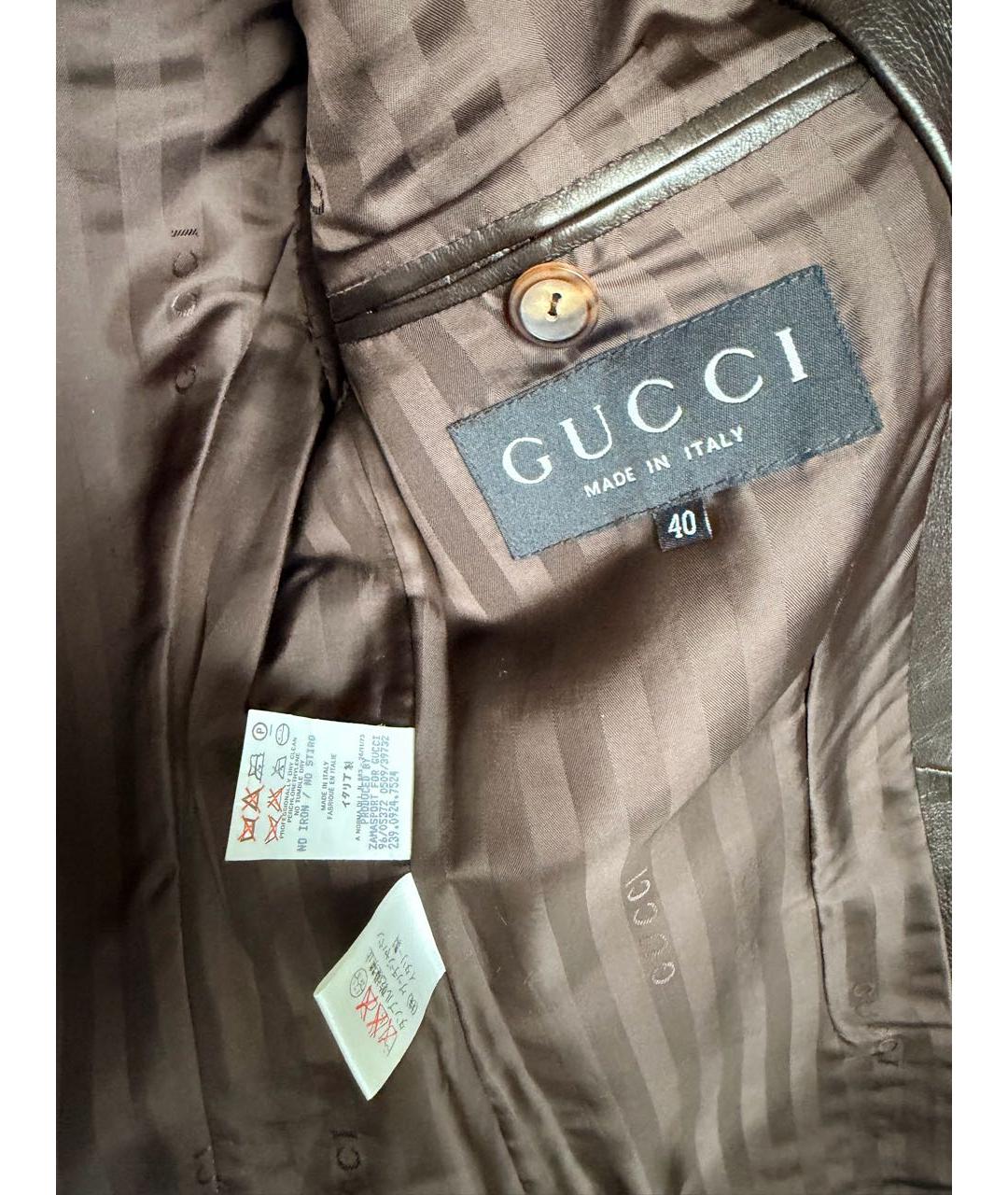 GUCCI Коричневый кожаный жакет/пиджак, фото 5