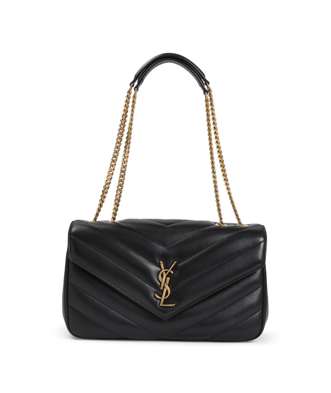 SAINT LAURENT Черная кожаная сумка через плечо, фото 2