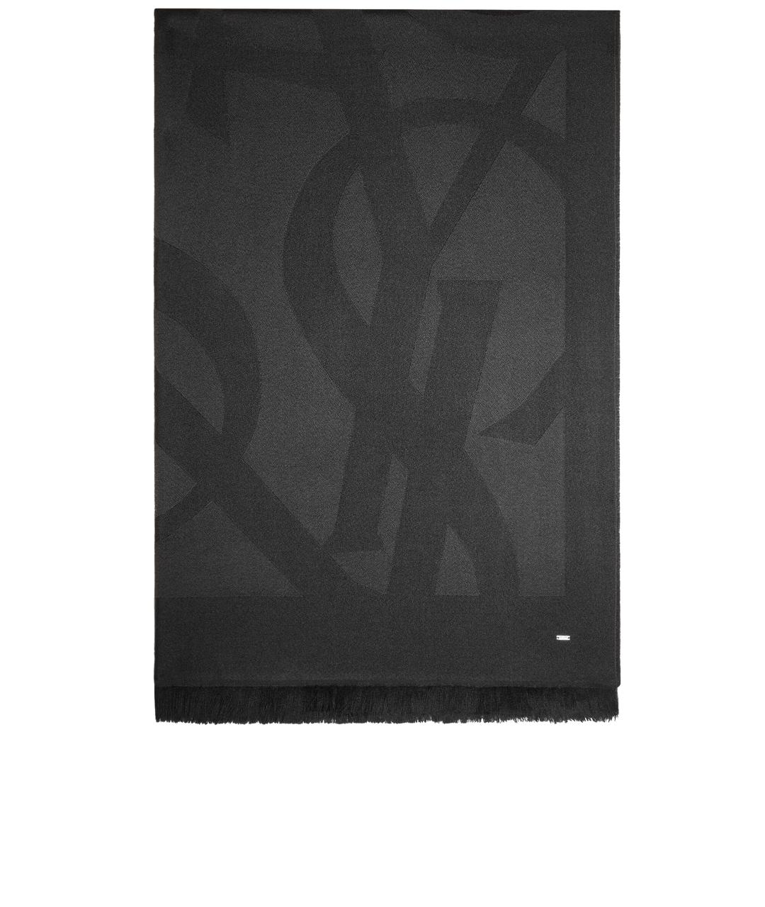SAINT LAURENT Черный шерстяной шарф, фото 1