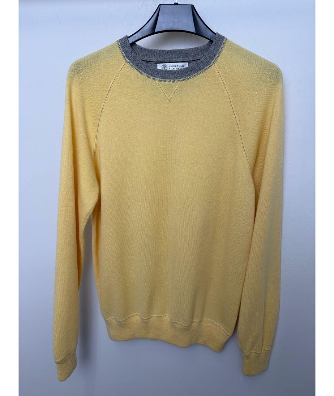 BRUNELLO CUCINELLI Желтый кашемировый джемпер / свитер, фото 6