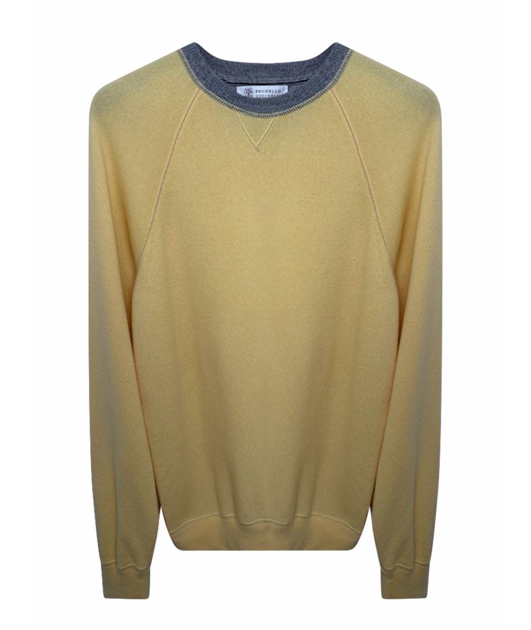 BRUNELLO CUCINELLI Желтый кашемировый джемпер / свитер, фото 1