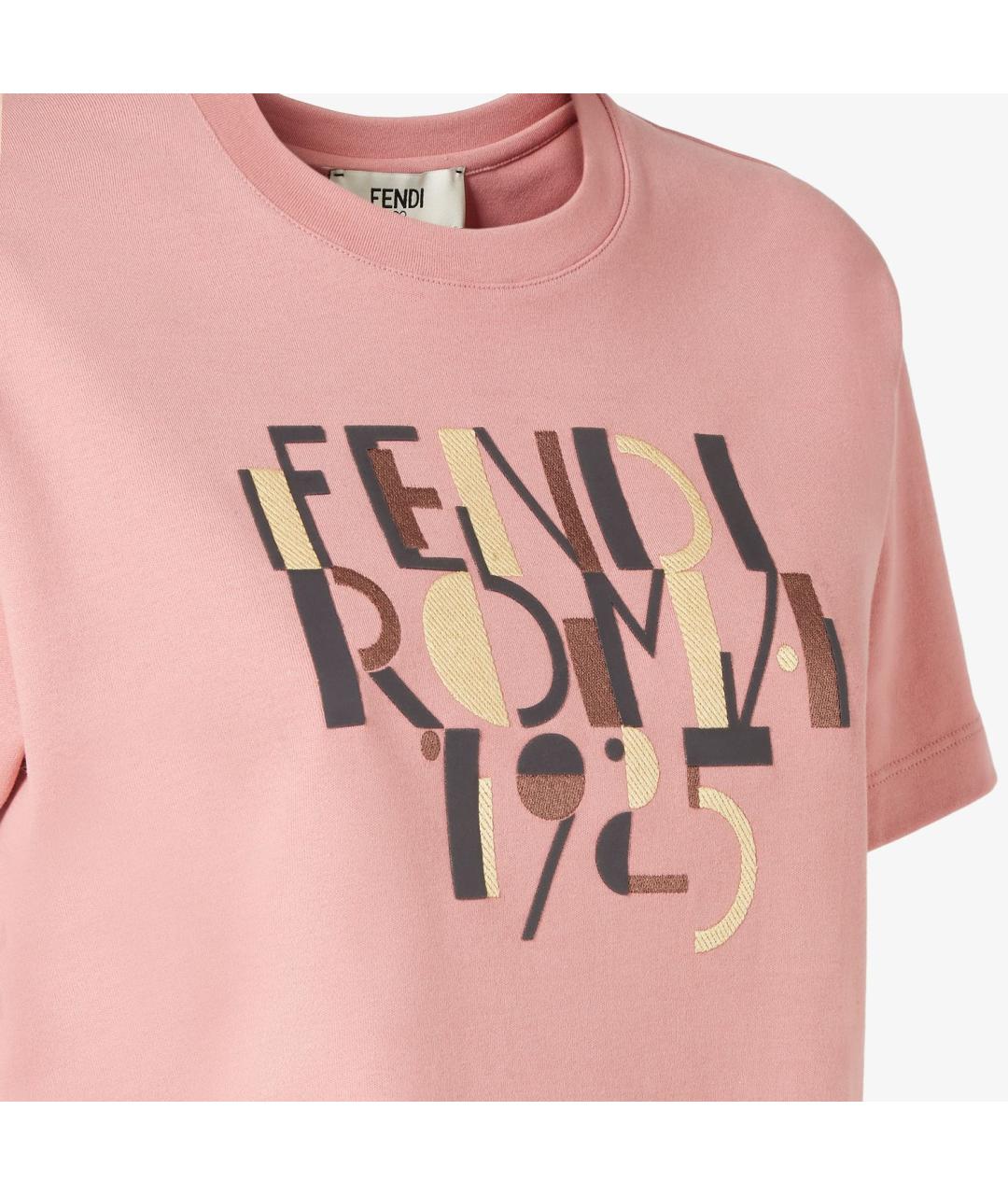 FENDI Розовая хлопковая футболка, фото 2