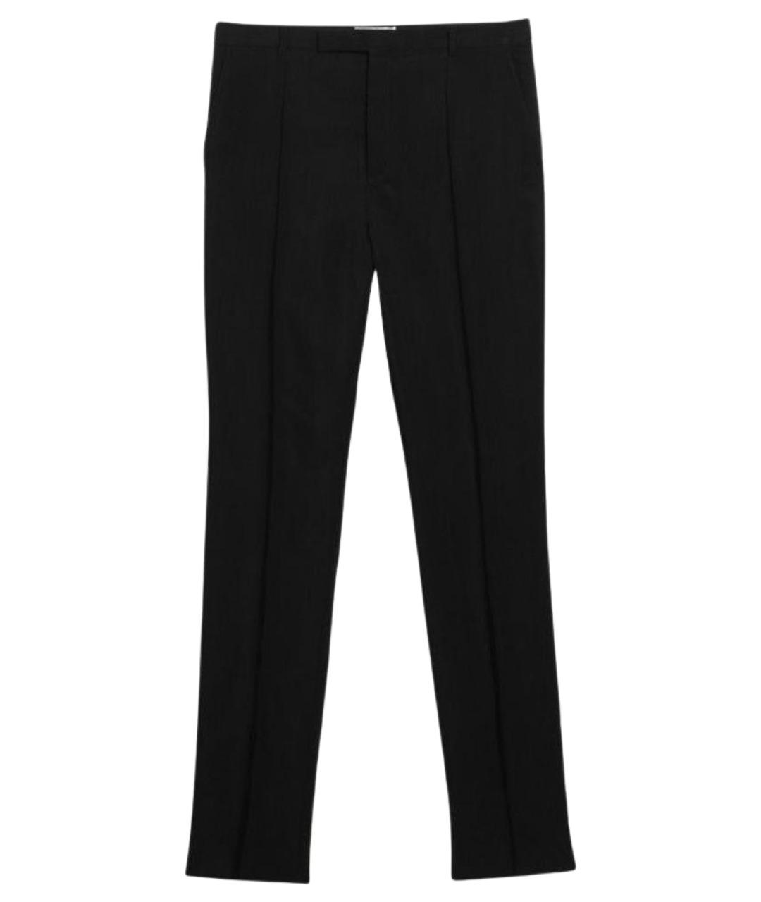 SAINT LAURENT Черные шерстяные повседневные брюки, фото 1