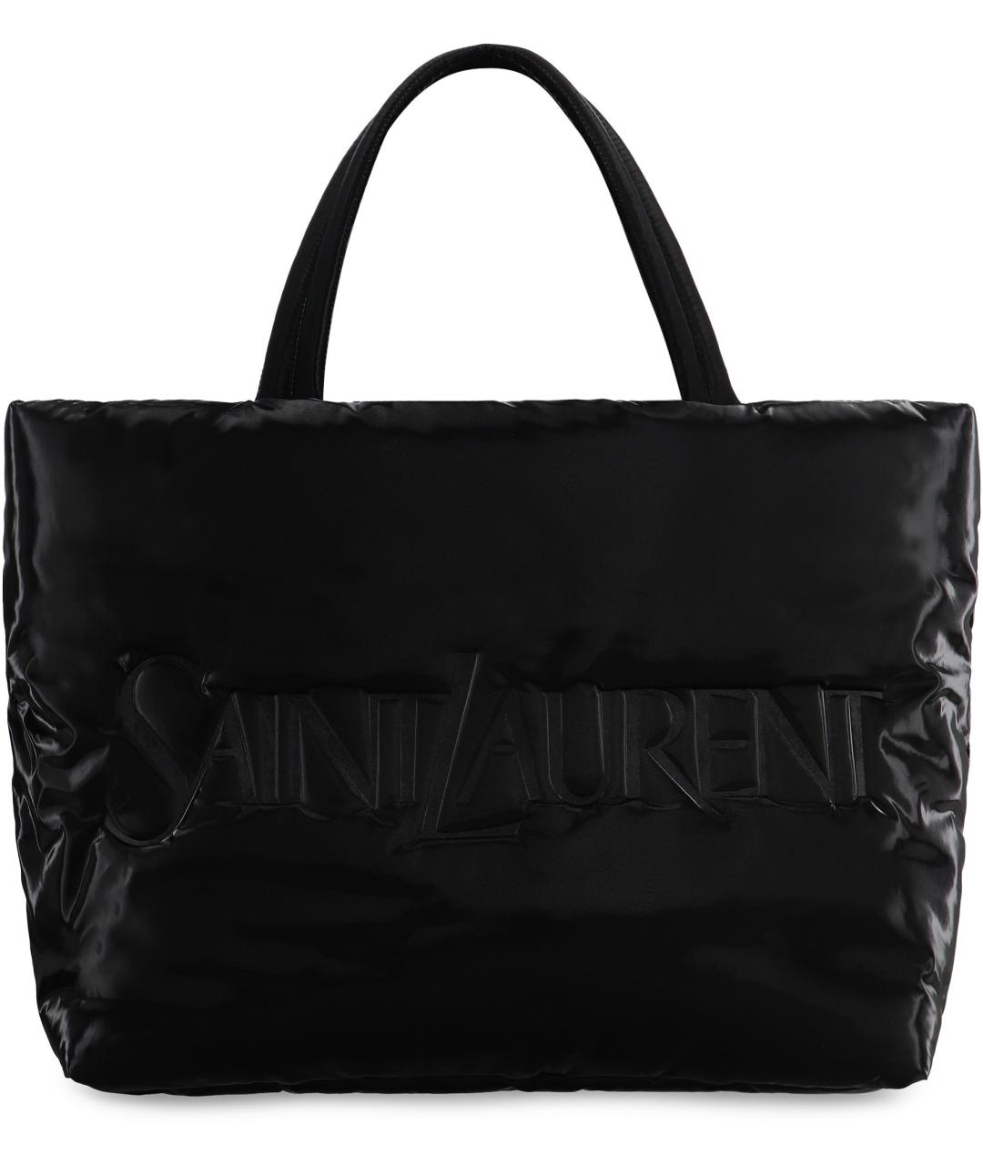 SAINT LAURENT Черная тканевая сумка тоут, фото 2