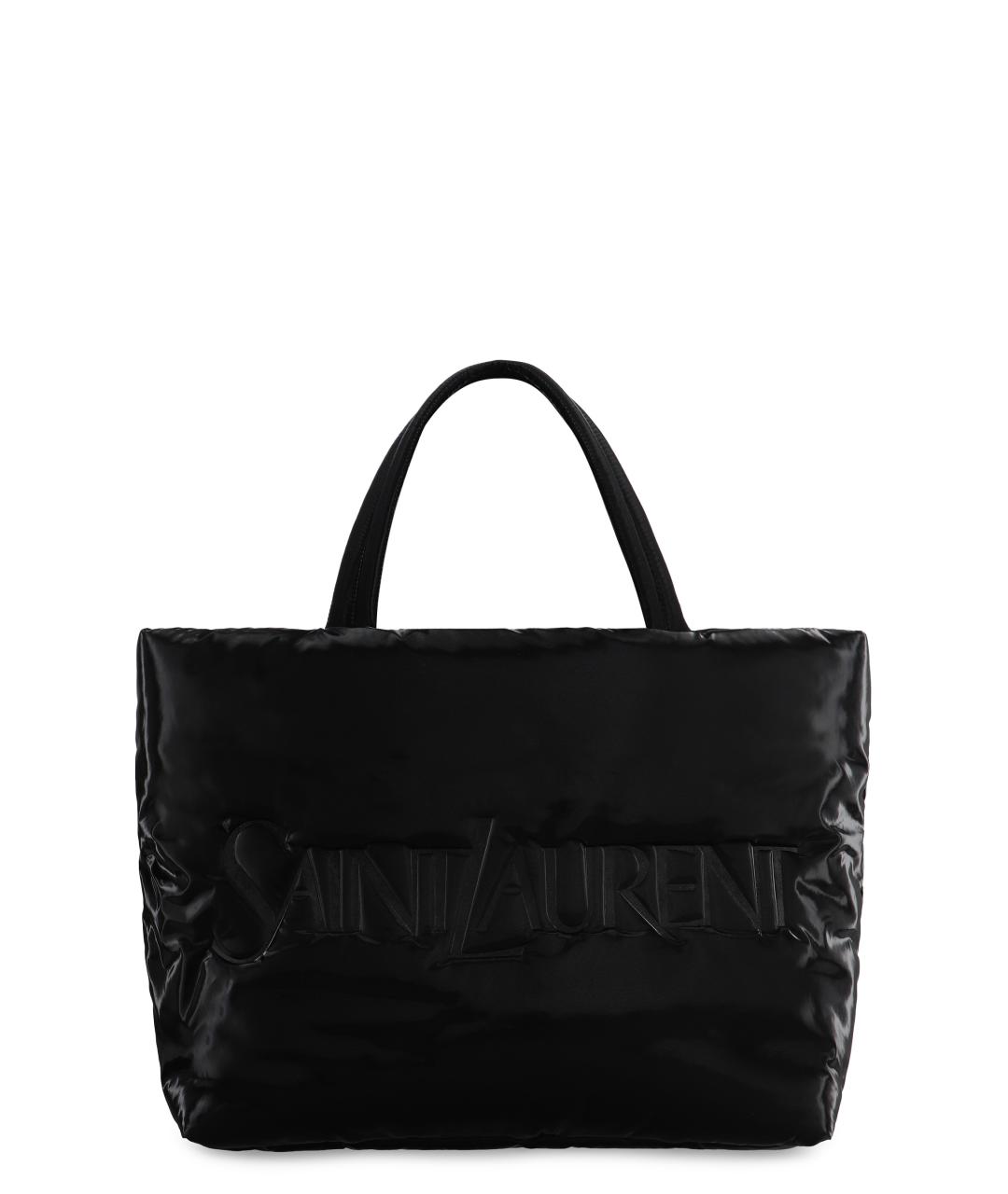 SAINT LAURENT Черная тканевая сумка тоут, фото 1