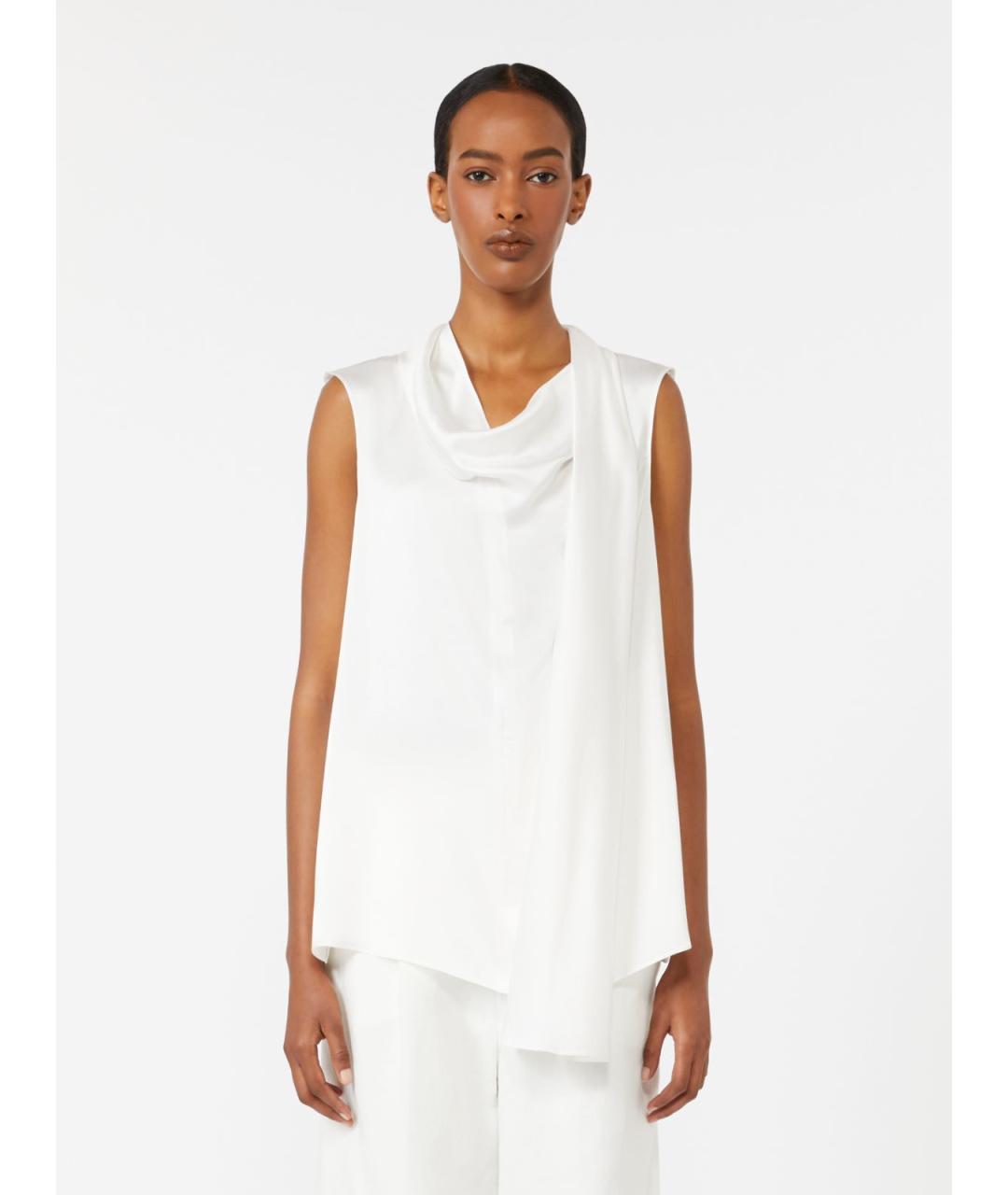 'S MAX MARA Белая шелковая блузы, фото 3
