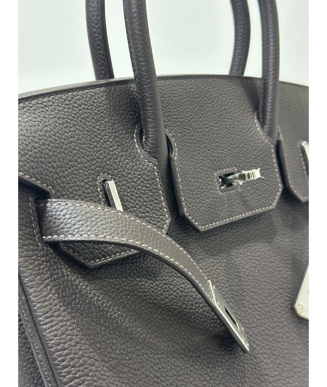 HERMES Коричневая кожаная сумка с короткими ручками, фото 5