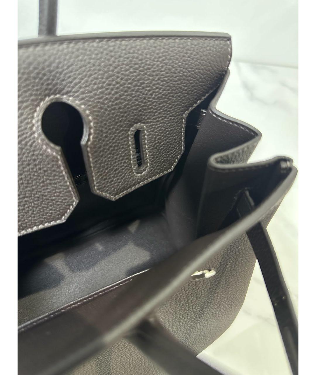 HERMES Коричневая кожаная сумка с короткими ручками, фото 4