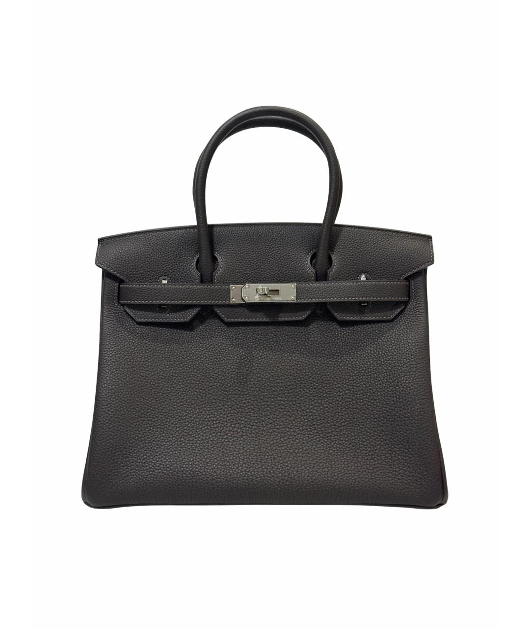 HERMES Коричневая кожаная сумка с короткими ручками, фото 1