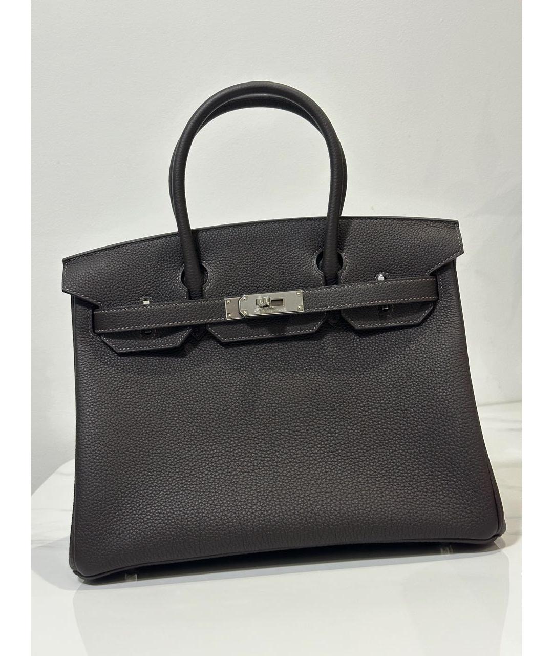 HERMES Коричневая кожаная сумка с короткими ручками, фото 9