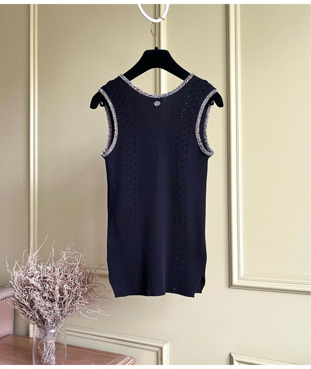 CHANEL Черная хлопковая майка, фото 3