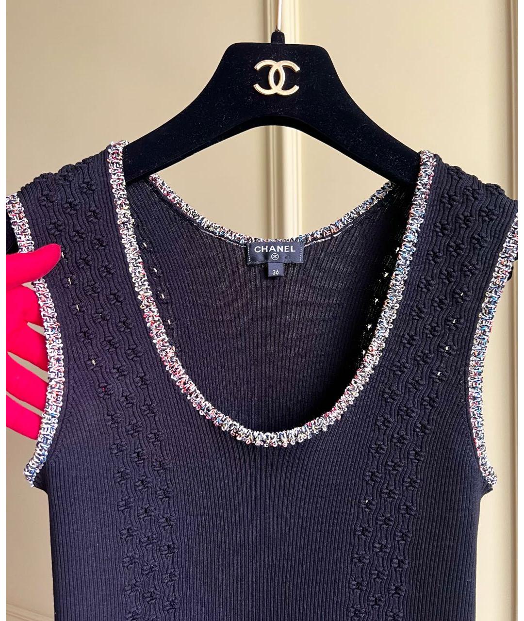 CHANEL Черная хлопковая майка, фото 2
