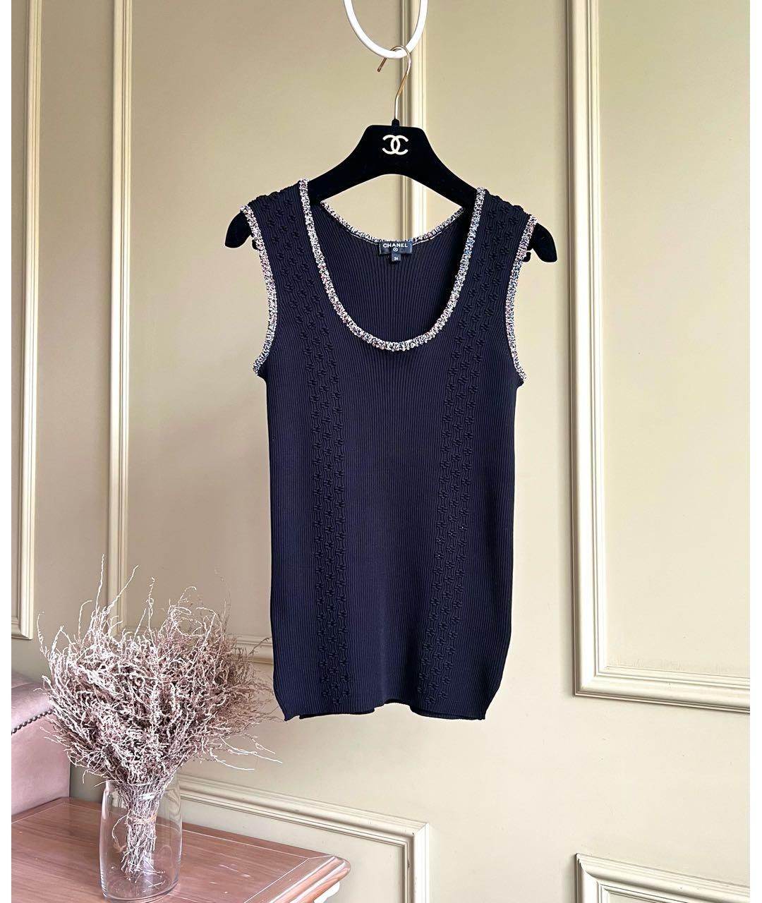 CHANEL Черная хлопковая майка, фото 9