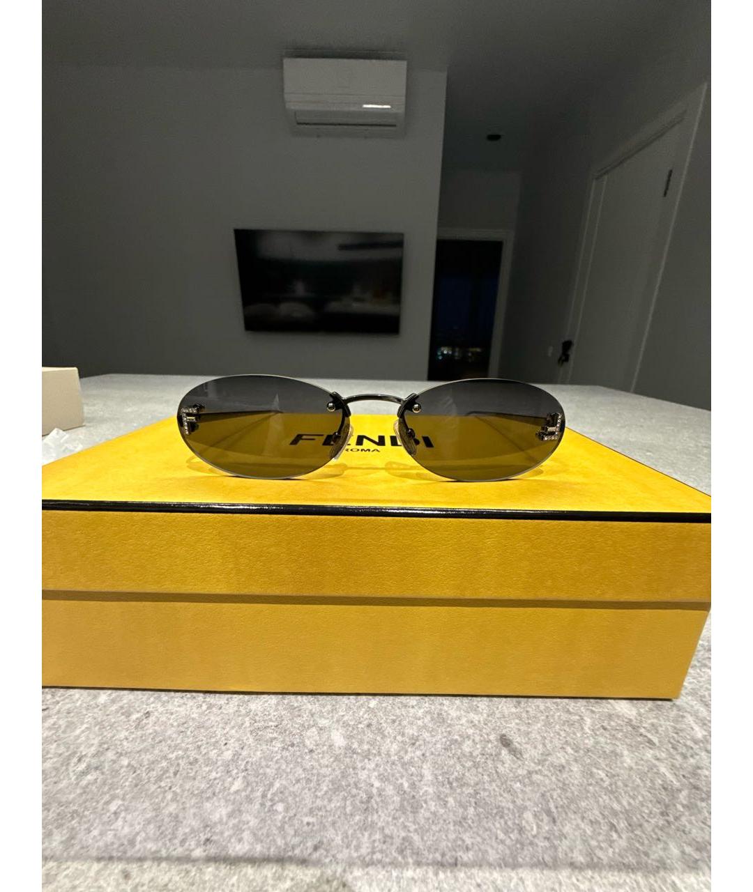 FENDI Черные металлические солнцезащитные очки, фото 6