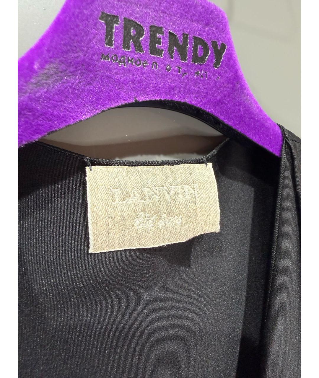 LANVIN Черное шелковое повседневное платье, фото 3