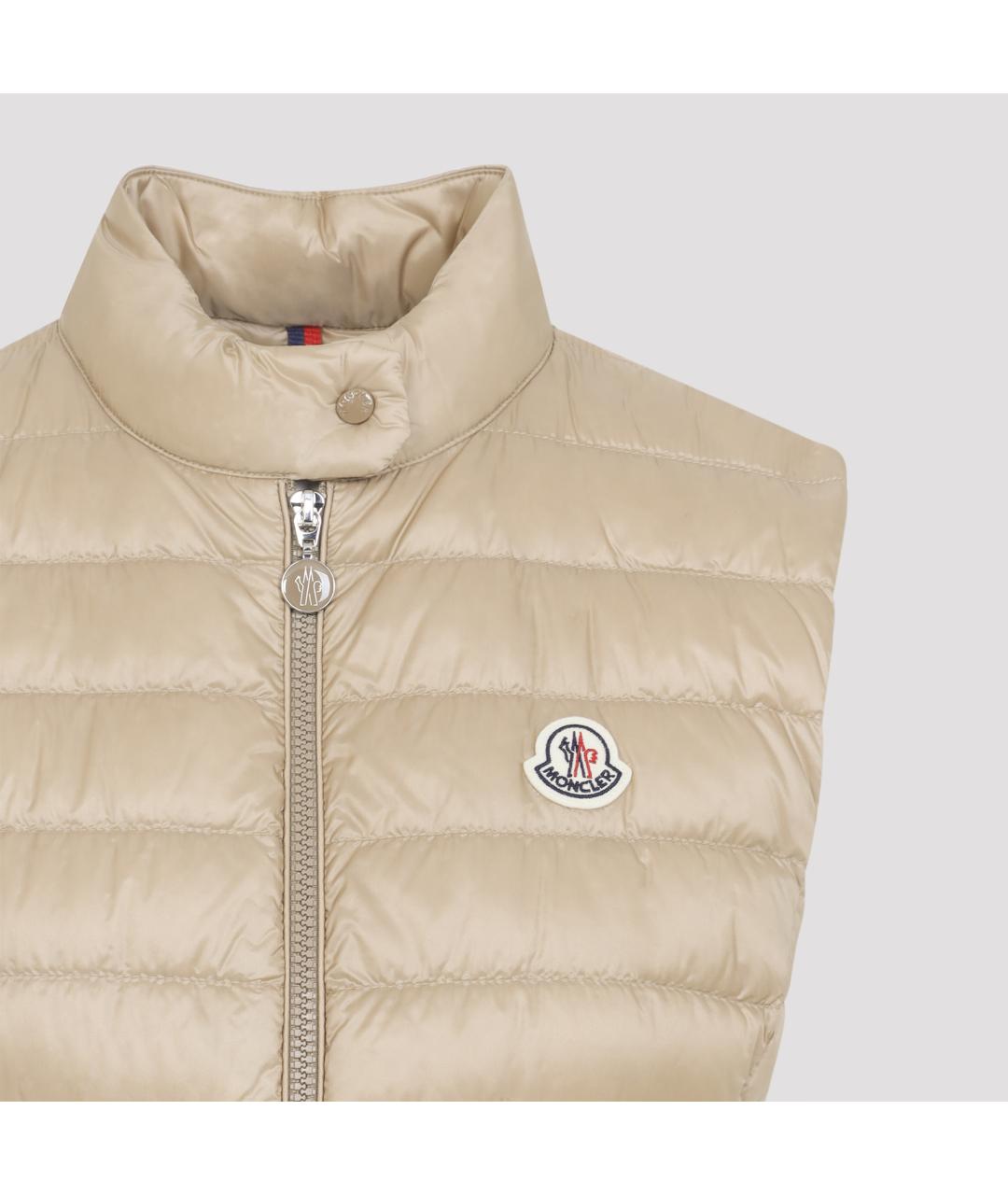 MONCLER Бежевый полиамидовый жилет, фото 4