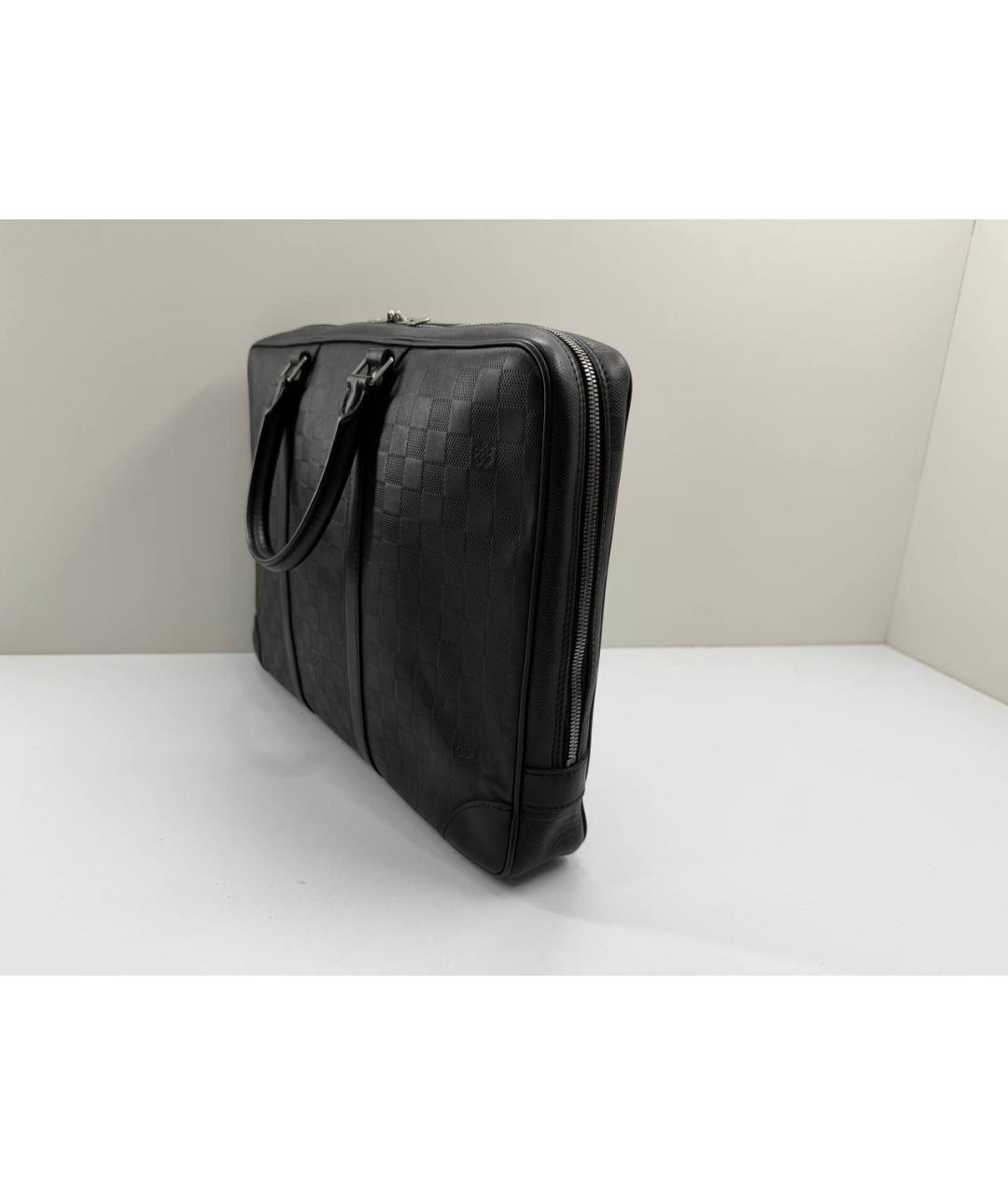 LOUIS VUITTON Черный кожаный портфель, фото 9