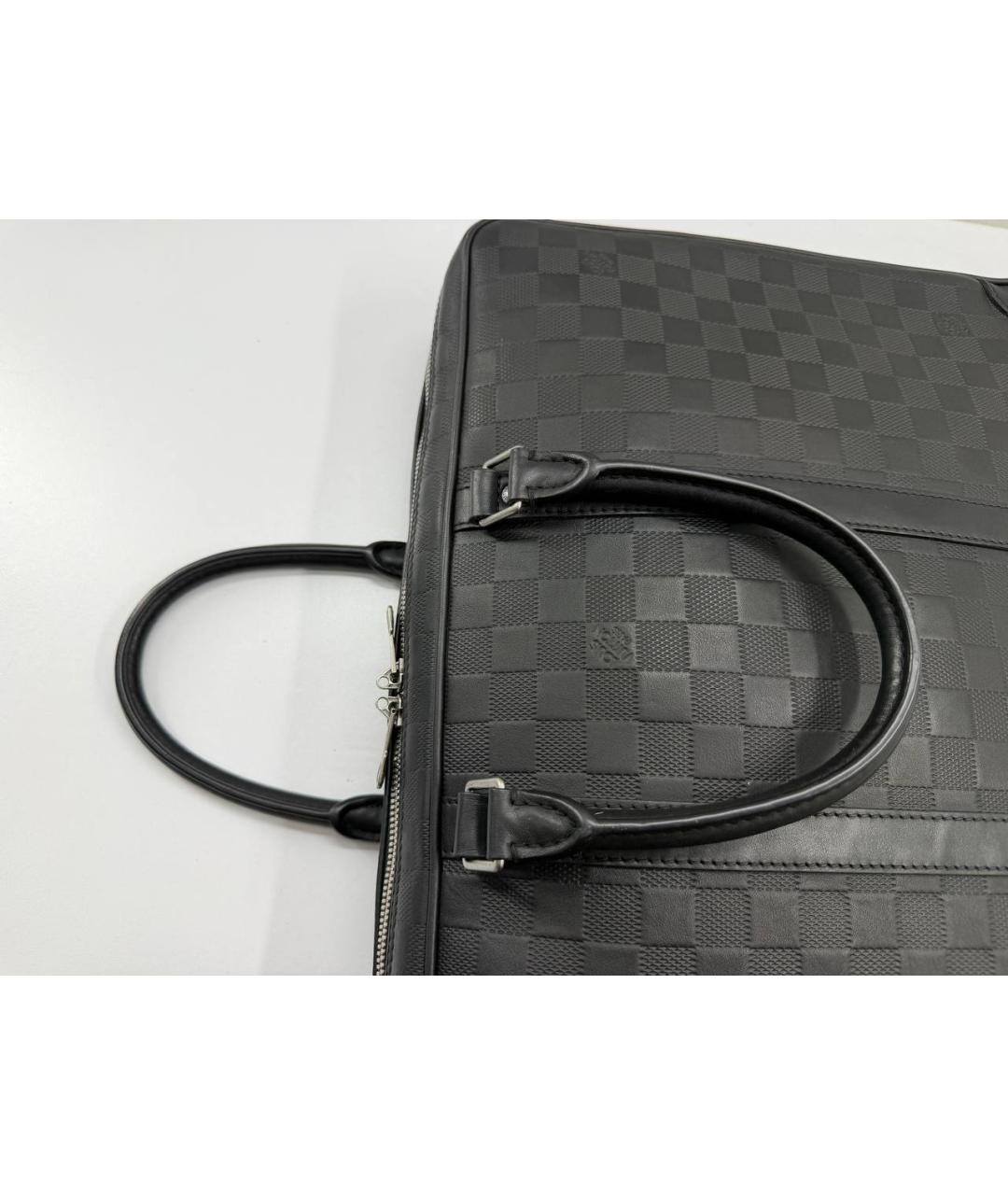 LOUIS VUITTON Черный кожаный портфель, фото 8