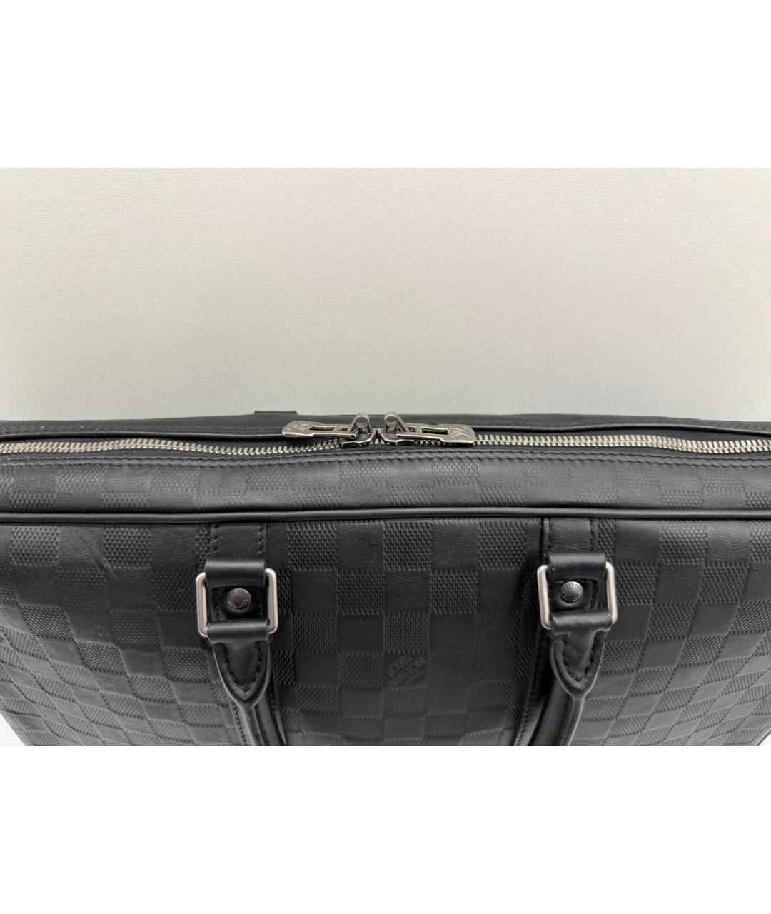 LOUIS VUITTON Черный кожаный портфель, фото 3