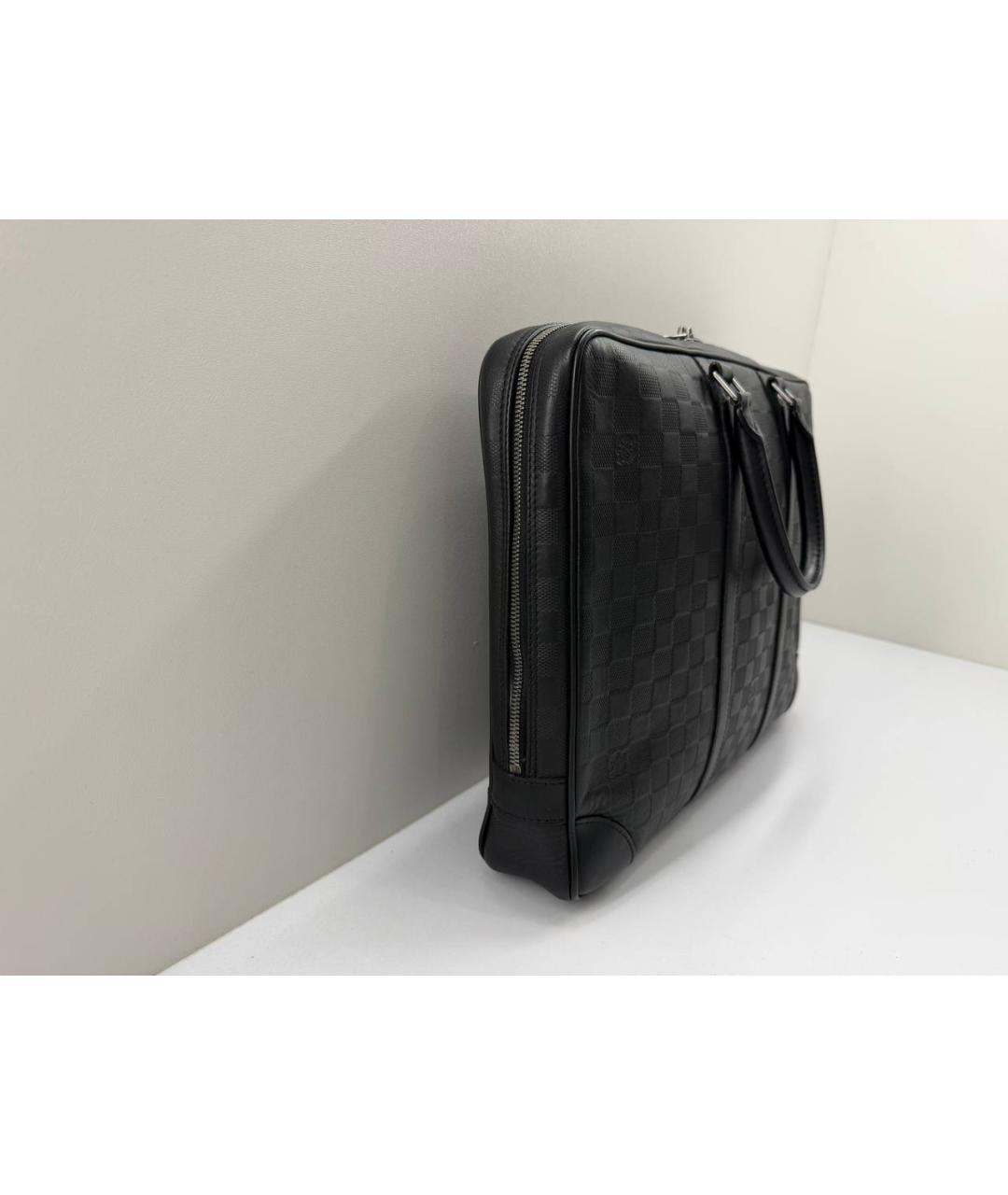 LOUIS VUITTON Черный кожаный портфель, фото 4