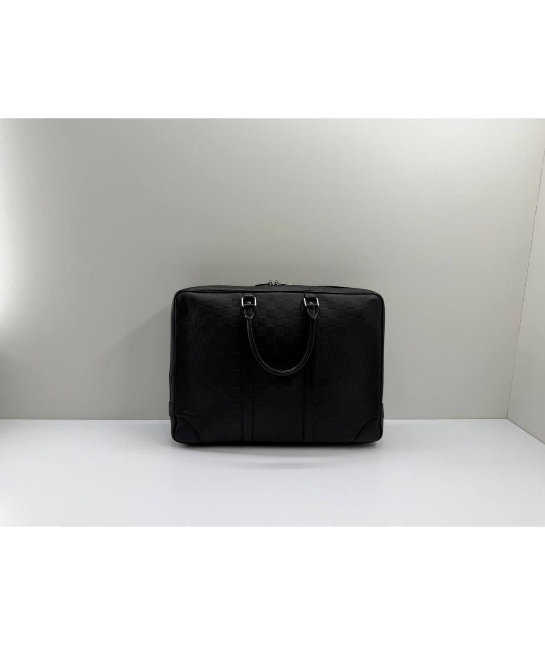 LOUIS VUITTON Черный кожаный портфель, фото 10