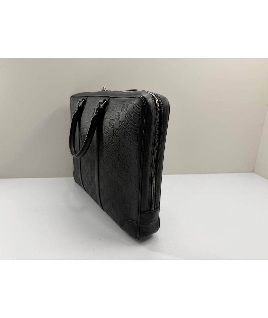 LOUIS VUITTON Черный кожаный портфель, фото 5