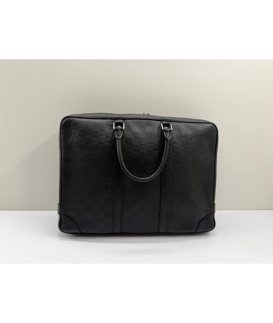 LOUIS VUITTON Черный кожаный портфель, фото 6