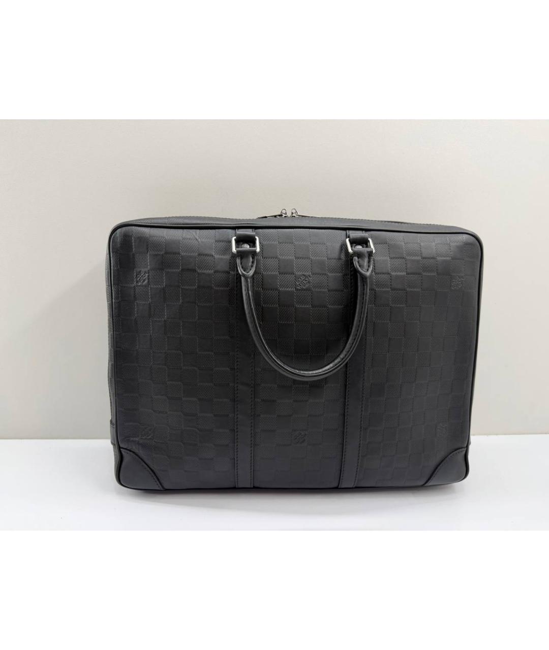 LOUIS VUITTON Черный кожаный портфель, фото 2