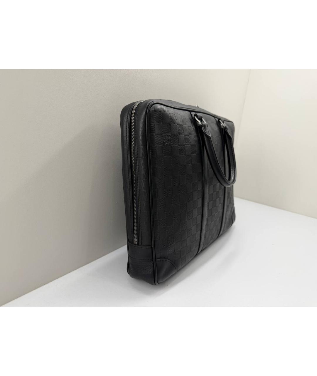 LOUIS VUITTON Черный кожаный портфель, фото 7