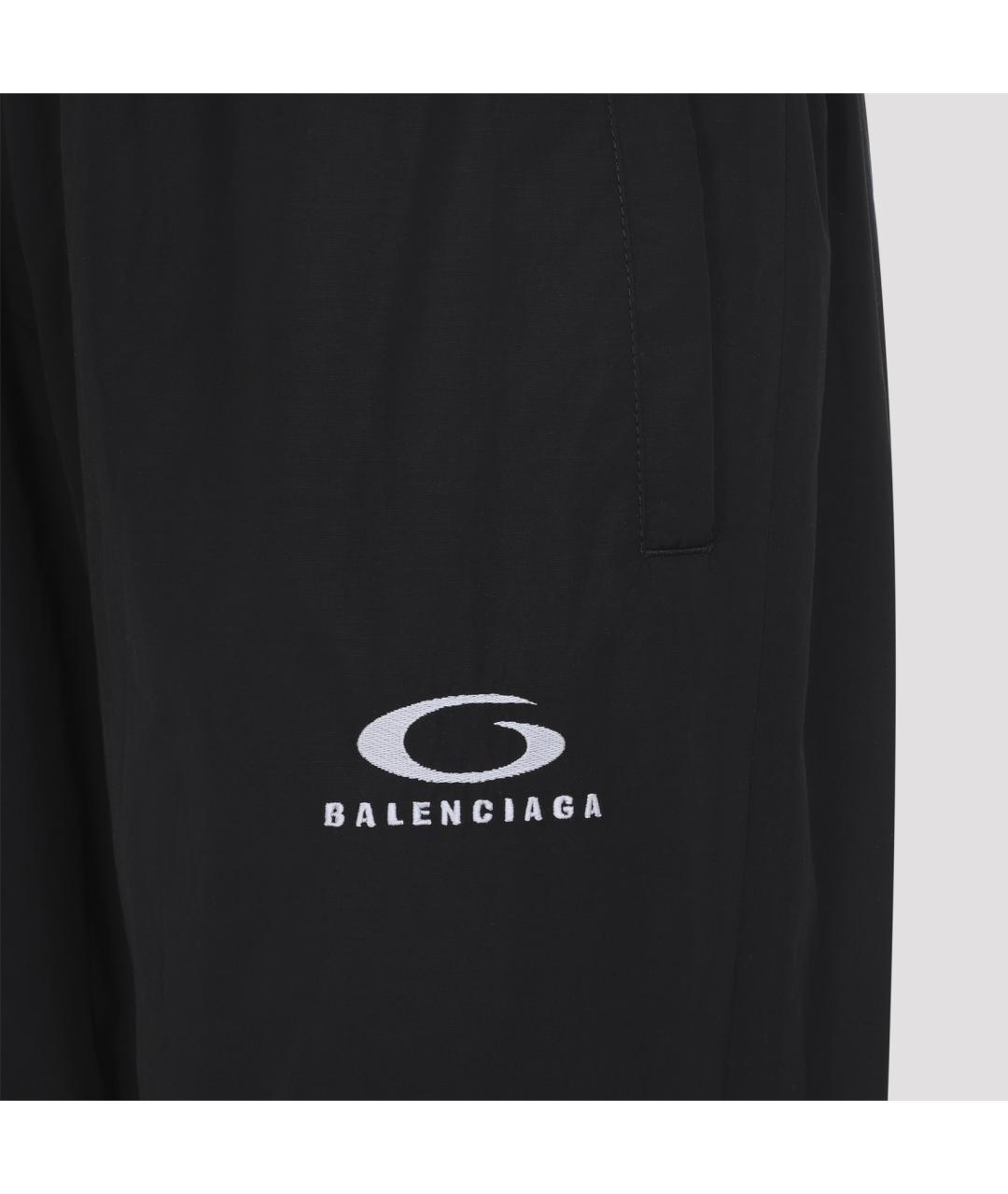 BALENCIAGA Черные полиэстеровые прямые брюки, фото 3