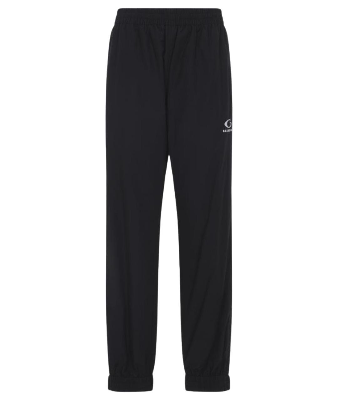 BALENCIAGA Черные полиэстеровые прямые брюки, фото 1