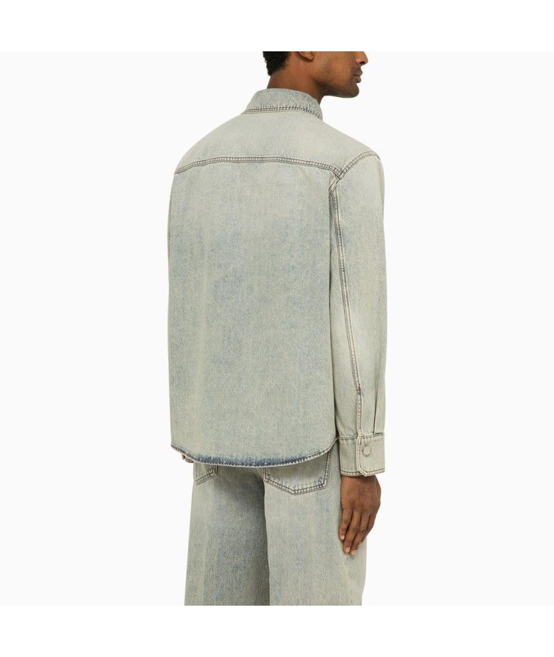 VALENTINO Голубая хлопковая кэжуал рубашка, фото 3