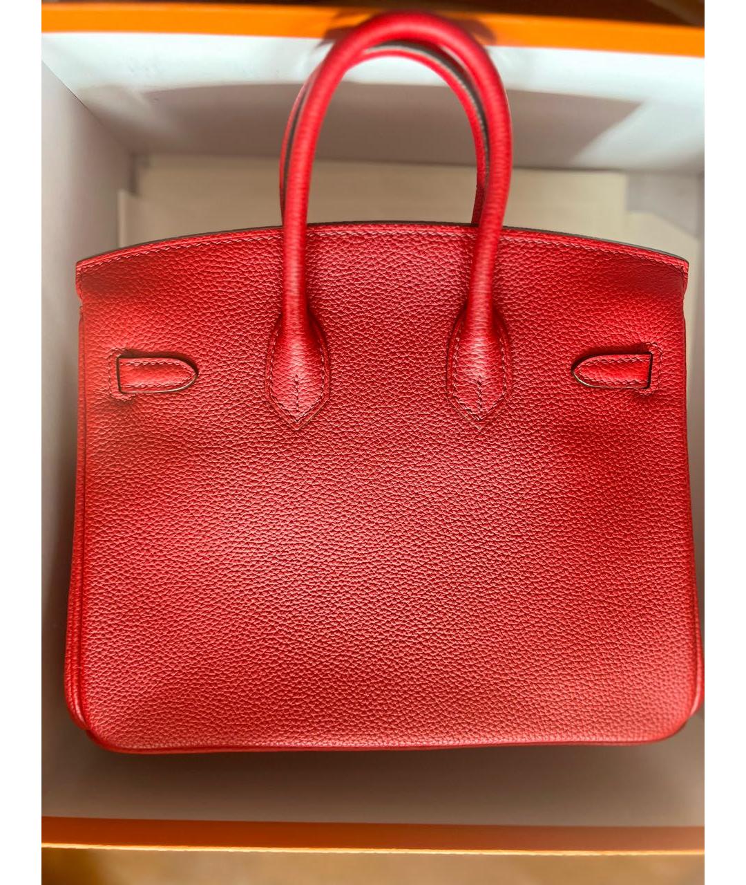 HERMES Красная кожаная сумка с короткими ручками, фото 3